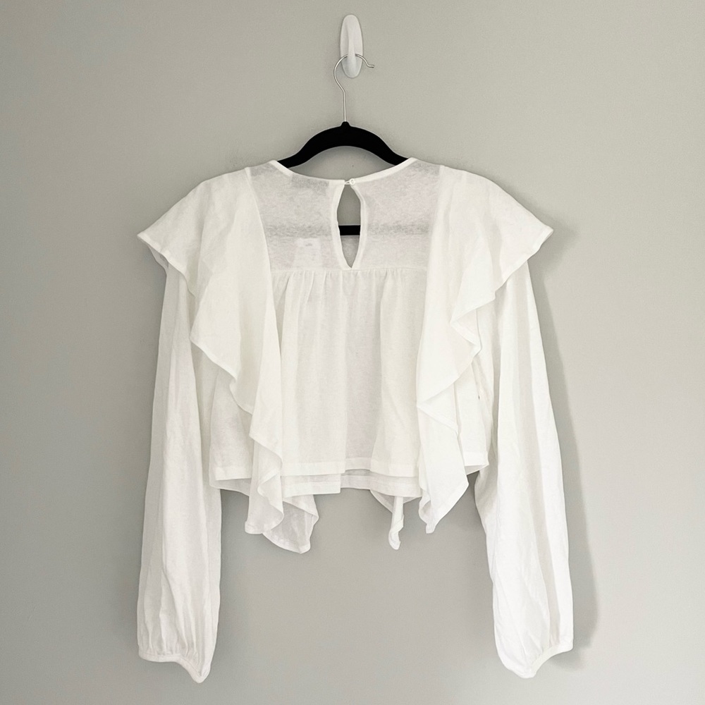 Topshop Draped Ruffle Longsleeve Top - Picture 7 of 11